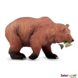 Safari Ltd 281929 Niedźwiedź Grizzli z łososiem 9,6x4x5,6cm - 2