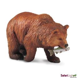 Safari Ltd 281929 Niedźwiedź Grizzli z łososiem 9,6x4x5,6cm - 1